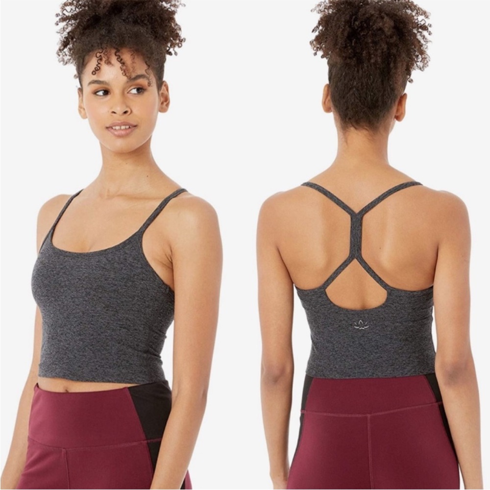 Beyond Yoga Charcoal Gray Cropped Strappy Tank Top